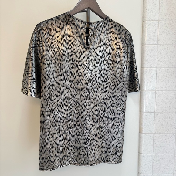 Vintage Lauren Lee Black and Gold Blouse Medium Animal Print - Picture 5 of 12